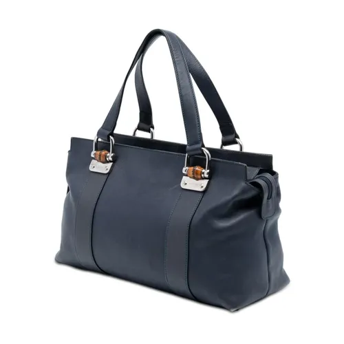Pre-owned Leather Bamboo Handle Tote - Gucci Vintage - Modalova