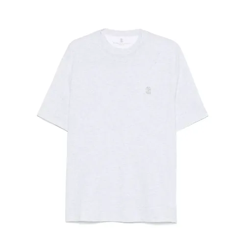 Classic Branded Cotton T-Shirt - Brunello Cucinelli - Modalova