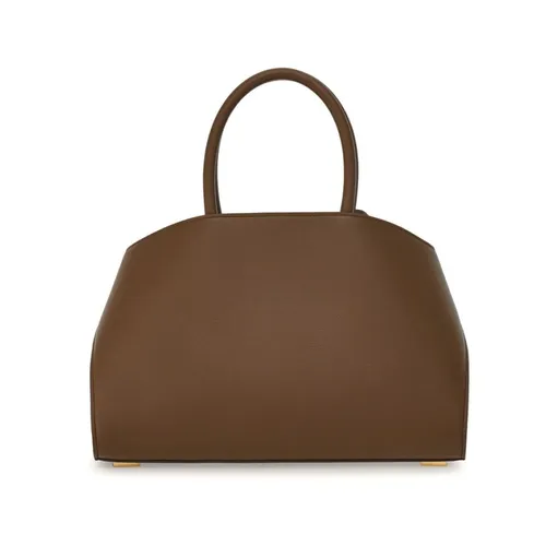Taupe Leather Handbag with Gancini Lock - Ferragamo - Modalova