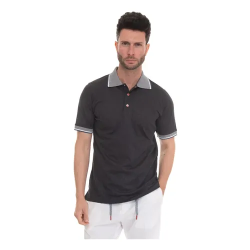Contrast Polo Shirt with Clip Closure - Kiton - Modalova