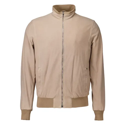 Beige Fox Leather Jacket - Barba Napoli - Modalova