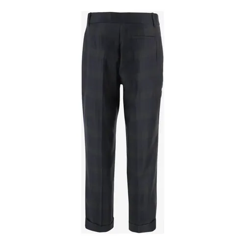 Tartan Wool Pants with Turn-Ups - Sa Su Phi - Modalova