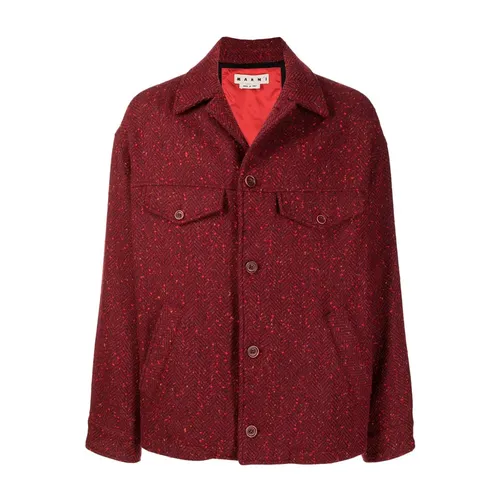 Red Herringbone Jacket Classic Collar - Marni - Modalova
