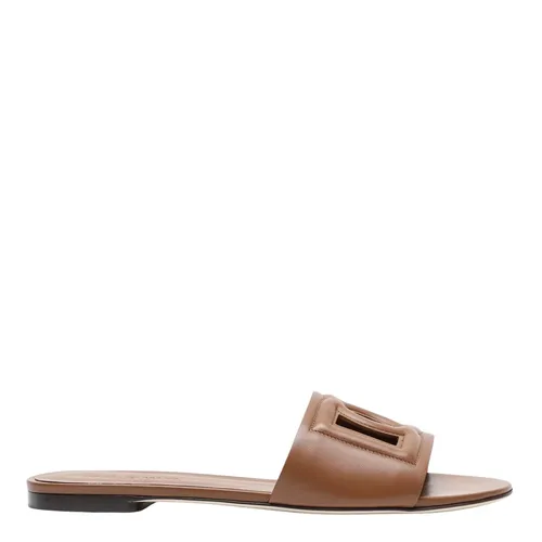 DG Logo Leather Flat Sandals - Dolce & Gabbana - Modalova