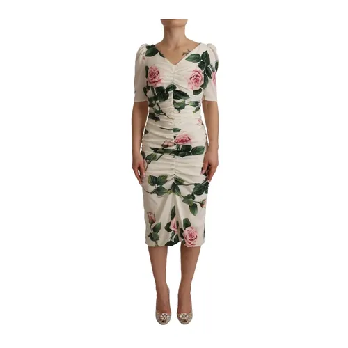 White Floral Sheath Dress - Dolce & Gabbana - Modalova