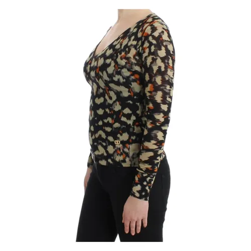 Elegant Multicolor Wool V-Neck Sweater - Roberto Cavalli - Modalova