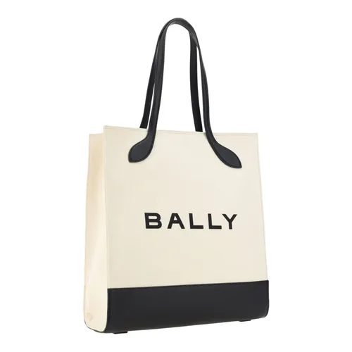 White and Black Leather Tote Shoulder Bag - Bally - Modalova