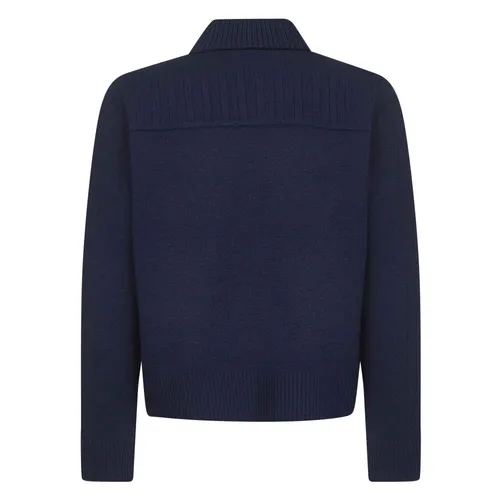 Blue Wool Sweater with Button Placket - Dries Van Noten - Modalova