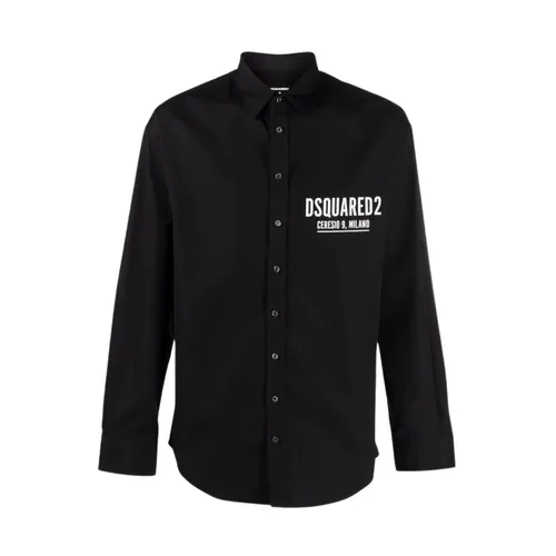 Check Black Poplin Shirt - Dsquared2 - Modalova