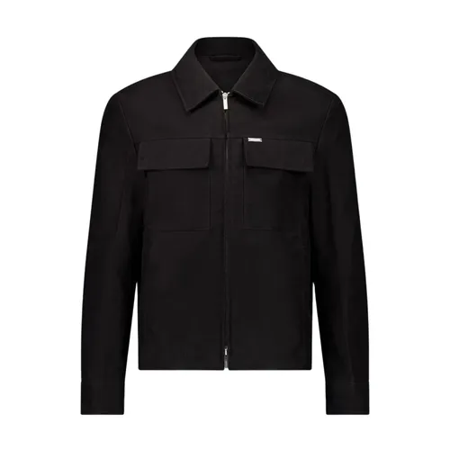 Black Cotton Zipped Jacket with Pockets - Ferragamo - Modalova