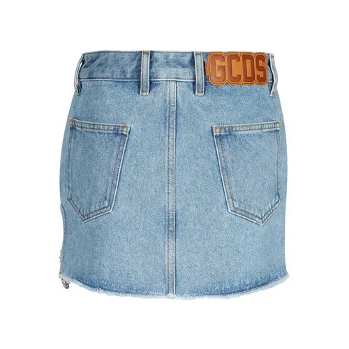 Denim Mini Skirt with Metal Details - Gcds - Modalova