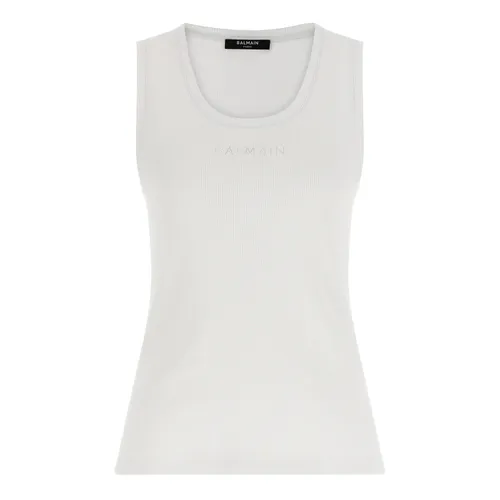 Ribbed Cotton Tank Top - Balmain - Modalova