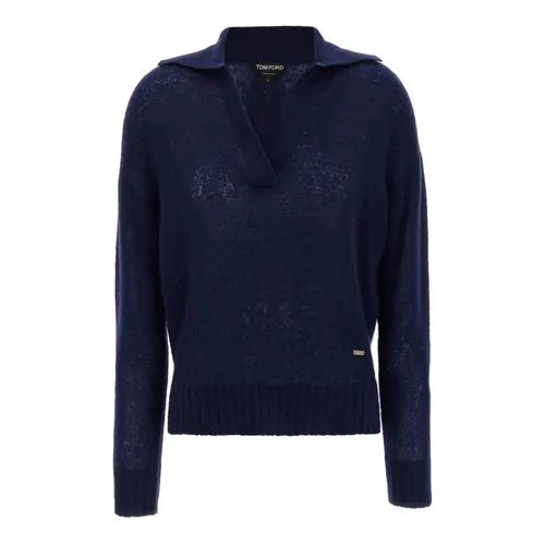 Long Sleeve Cashmere Silk Polo - Tom Ford - Modalova