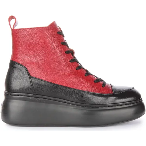 Red Black Maya Wedge Ankle Boots - Wonders - Modalova