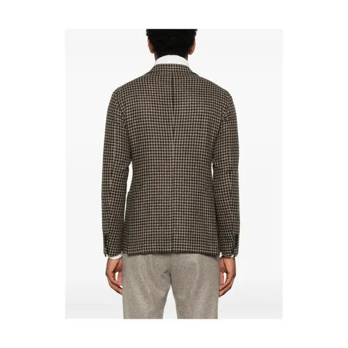 Houndstooth Virgin Wool Blend Jacket - Tagliatore - Modalova