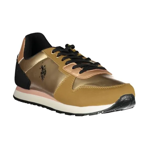 Gold Polyester Sneaker with Contrast Details - U.s. Polo Assn. - Modalova