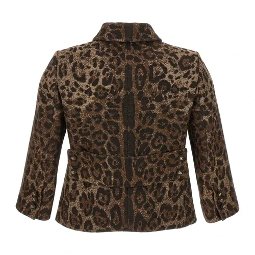 Wool Jacquard Jacket with Leopard Design - Dolce & Gabbana - Modalova