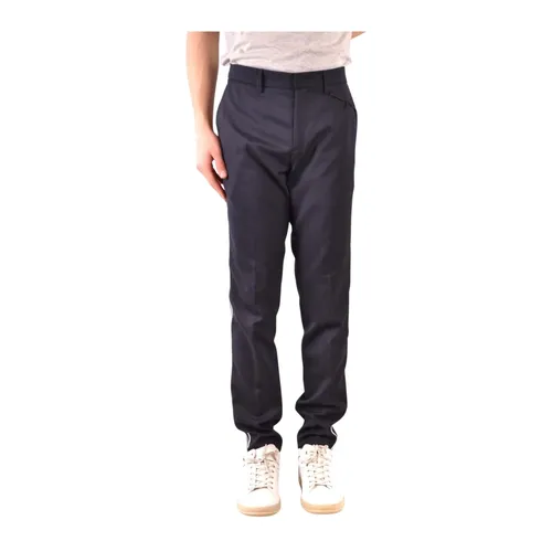 Zip and Button Wool Blend Trousers - Paolo Pecora - Modalova