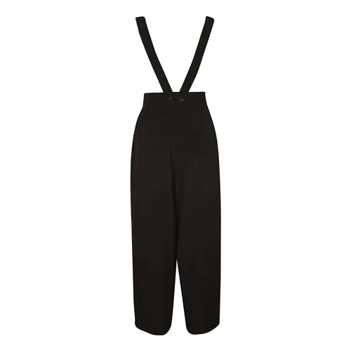 Black Technical Fabric Suspender Pants - Yohji Yamamoto - Modalova