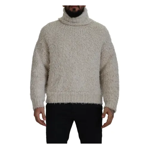 Cream Wool Knit Turtleneck Pullover Sweater - Dolce & Gabbana - Modalova