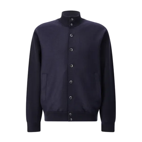 Wool Blend Knit Sleeve Blouson - Herno - Modalova
