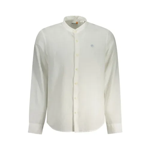 White Mandarin Collar Shirt with Embroidery - Timberland - Modalova