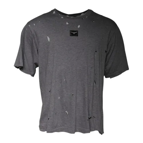 Grey Cotton Logo Crew Neck T-shirt - Dolce & Gabbana - Modalova
