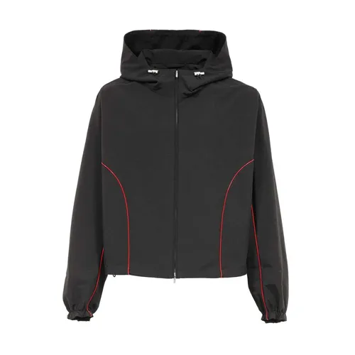 Adjustable Hooded Fabric Jacket with Pockets - Ferragamo - Modalova