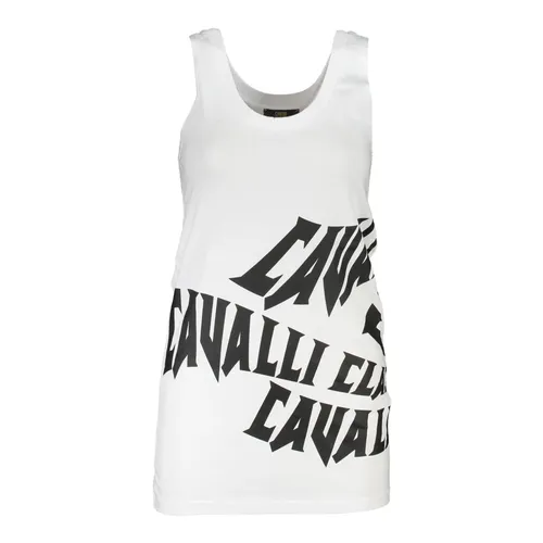 Canotta in Cotone Bianco con Stampa - Cavalli Class - Modalova