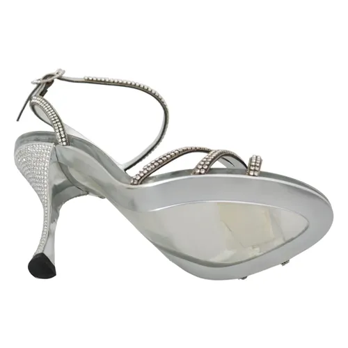 Crystal Embellished Silver Ankle-Strap Sandals - Dolce & Gabbana - Modalova