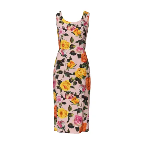 Floral Sheath Dress with Silk Lining - Dolce & Gabbana - Modalova