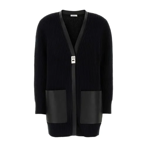 Black Wool Cardigan Knitwear - Ferragamo - Modalova
