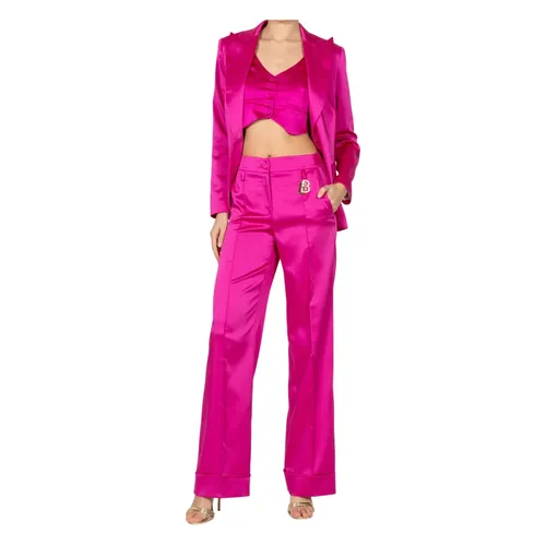 Fuchsia Crop Raso Button Jackets - Babylon - Modalova