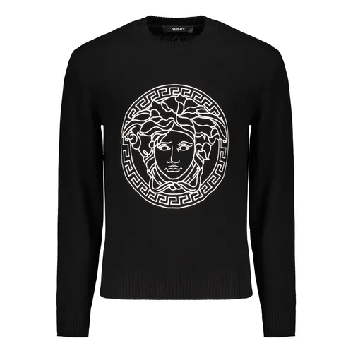 Maglione Girocollo in Cotone Ricamato - Versace - Modalova