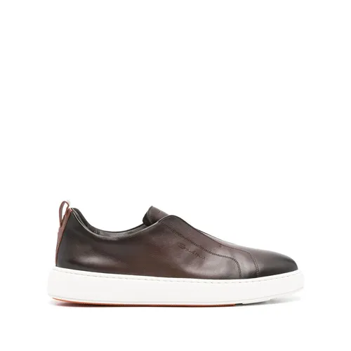 Cedar Brown Sneaker with Pull-Tab - Santoni - Modalova