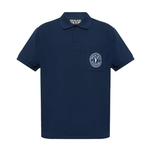 Polo Azul con Logo - Versace Jeans Couture - Modalova