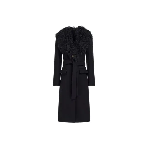 Wool Coat with Fur Collar - Roberto Cavalli - Modalova
