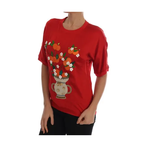 Crystal Top Red Silk Vase - Dolce & Gabbana - Modalova