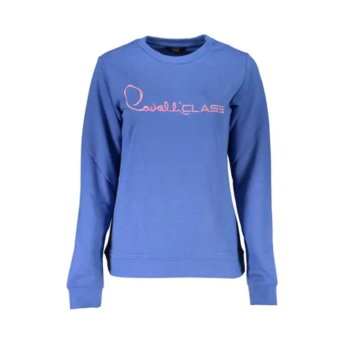 Felpa in Cotone Blu con Ricamo - Cavalli Class - Modalova
