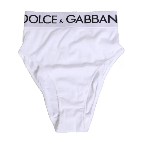 White Cotton High Waist Panties - Dolce & Gabbana - Modalova