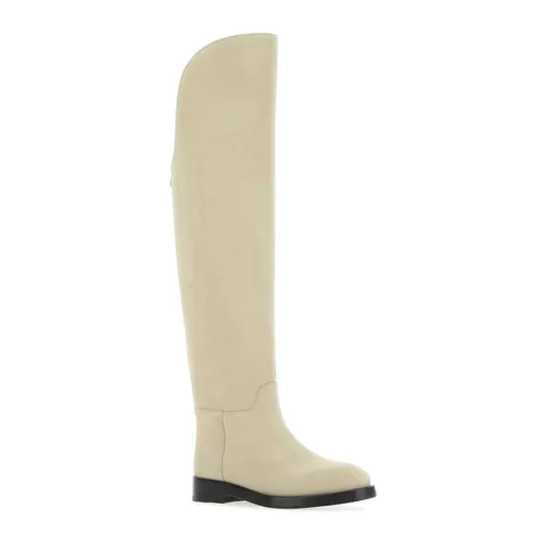 Sand Suede Equestrian Boots - Durazzi Milano - Modalova