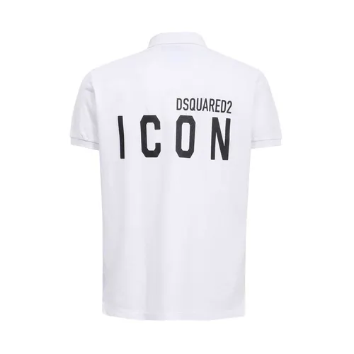 Cotton Polo Shirt Ribbed Collar Logo - Dsquared2 - Modalova