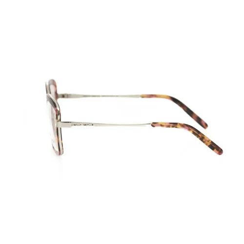 Square Havana Red Patterned Eyeglasses - Frankie Morello - Modalova