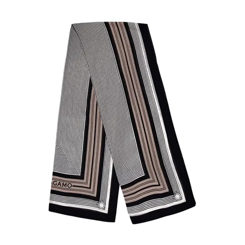 Geometric Print Wool Scarf Beige - Ferragamo - Modalova