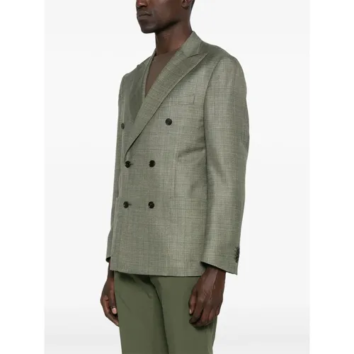 Wool/Silk/Linen Double Breasted Jacket - Corneliani - Modalova