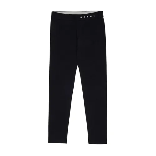 Black Elastic Waistband Leggings with Logo - Marni - Modalova