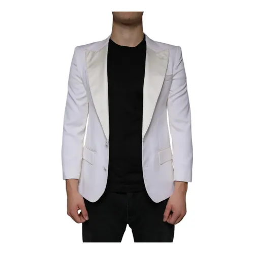 Off White Wool Blazer Slim Fit - Dolce & Gabbana - Modalova