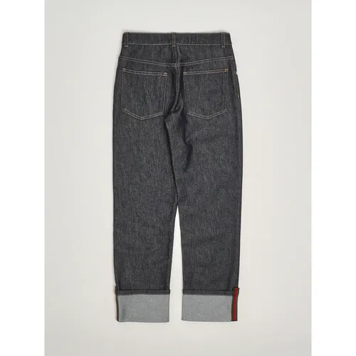 Denim Pants with Web - Gucci - Modalova