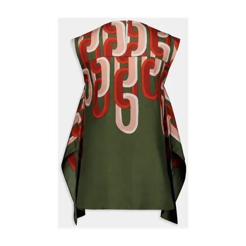 Silk Twill Sleeveless Top in Olive - La DoubleJ - Modalova