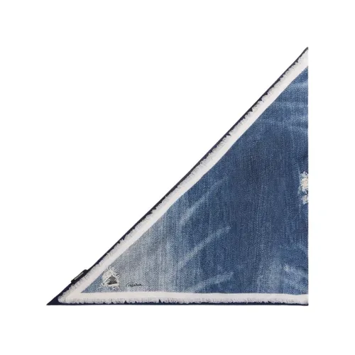Silk Scarf with Denim Patchwork Print - Roberto Cavalli - Modalova